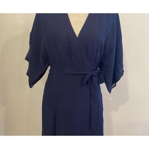 Reformation-Wedding guest/holiday style wrap dress, medium, blue. (#4)